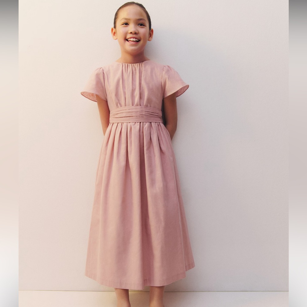 Mango Linen Dress With Back Opening‎ Pink 11 New With Tags